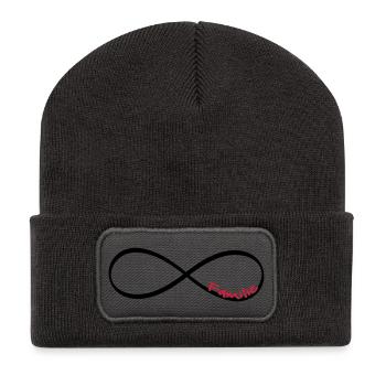 Infinity Sign Family - Cadeau - Beanie recyclé à patch - charbon - Devant