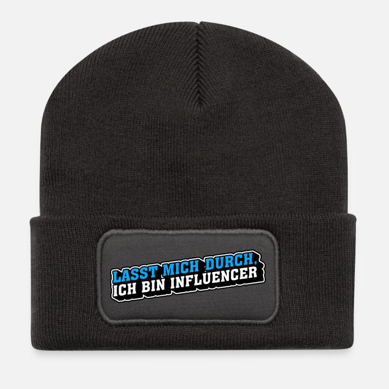 Lasst mich durch, ich bin Influencer - Recycelte Patch Beanie - Dunkelgrau
