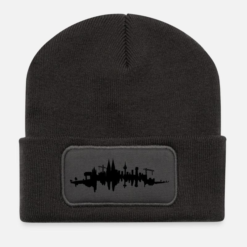 Kölner Skyline - Recycelte Patch Beanie - Dunkelgrau