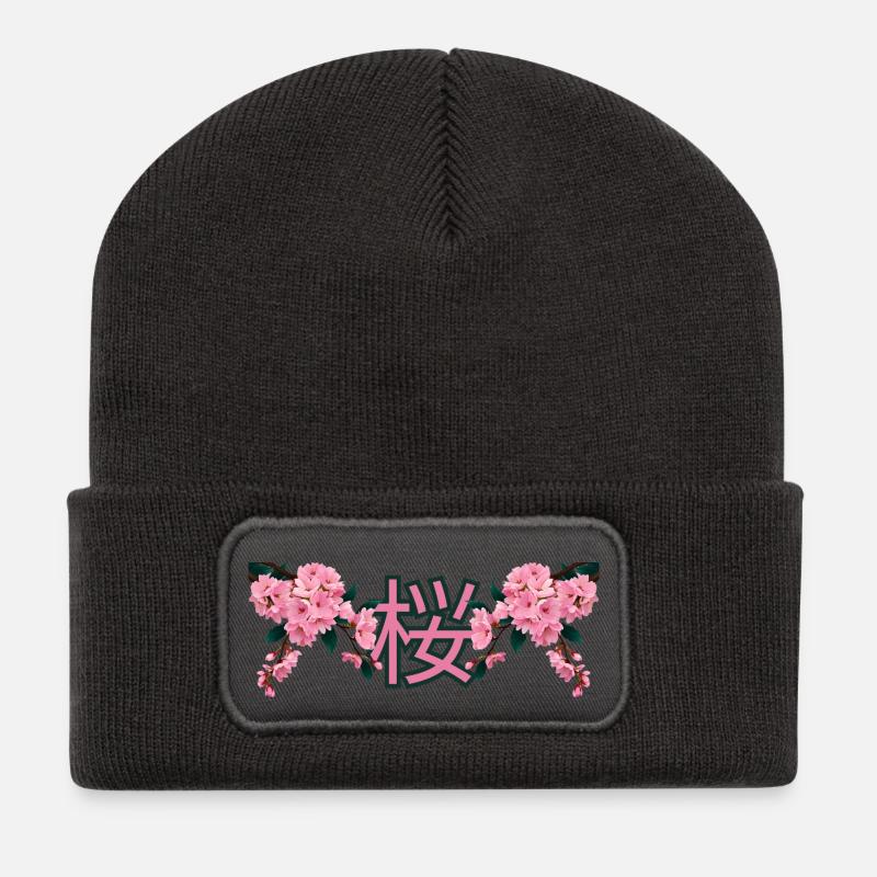 Sakura [jap.] - Recycelte Patch Beanie - Dunkelgrau