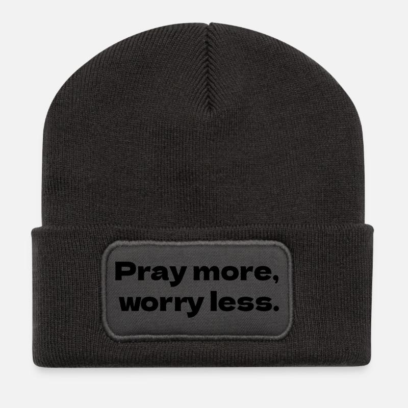 Pray more, worry less - Recycled Patch Beanie - dark grey
