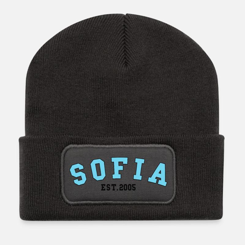 Sofia_Est_2005 - Recycelte Patch Beanie - Dunkelgrau
