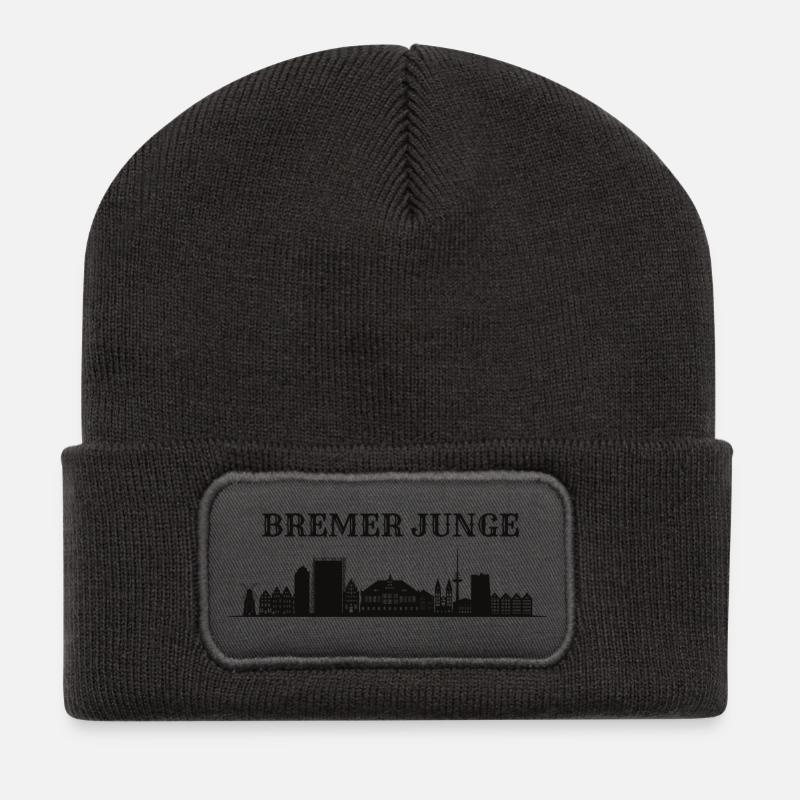 Bremer Junge Skyline Silhouette - Recycelte Patch Beanie - Dunkelgrau