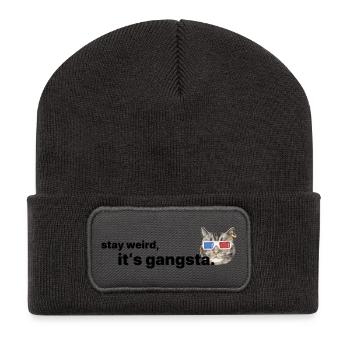 Stay weird – Statement für Anderssein & Individual - Recycelte Patch Beanie - Dunkelgrau - Vorne