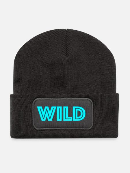 Wild Neon Schriftzug - Recycelte Patch Beanie - Dunkelgrau