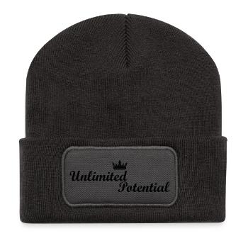 Unlimited_Potential_Crown_Black - Beanie recyclé à patch - charbon - Devant