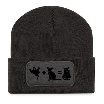 Funny Halloween Dog Ghost - Recycelte Patch Beanie - Dunkelgrau - Vorne