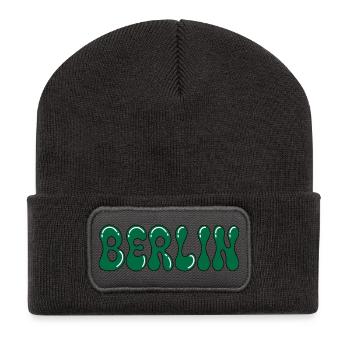 Berlin Psychedelic Green Black - Recycelte Patch Beanie - Dunkelgrau - Vorne