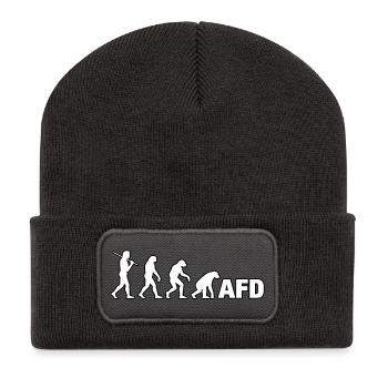 Evolution zum Schriftzug - Recycelte Patch Beanie - Dunkelgrau - Vorne
