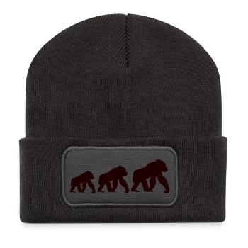 Affen Trio Silhouette - Recycelte Patch Beanie - Dunkelgrau - Vorne