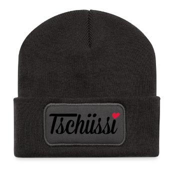 Tschüssi Herz - Recycelte Patch Beanie - Dunkelgrau - Vorne