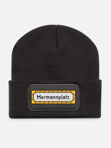 Hermannplatz NEUKÖLLN - Recycelte Patch Beanie - Dunkelgrau