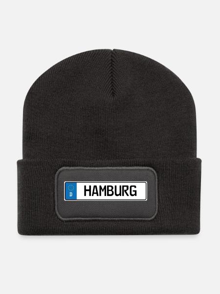 Kennzeichen Hamburg - Recycelte Patch Beanie - Dunkelgrau