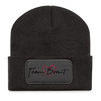 Équipe mariée coeur enterrement de vie de garçon - Beanie recyclé à patch - charbon - Devant