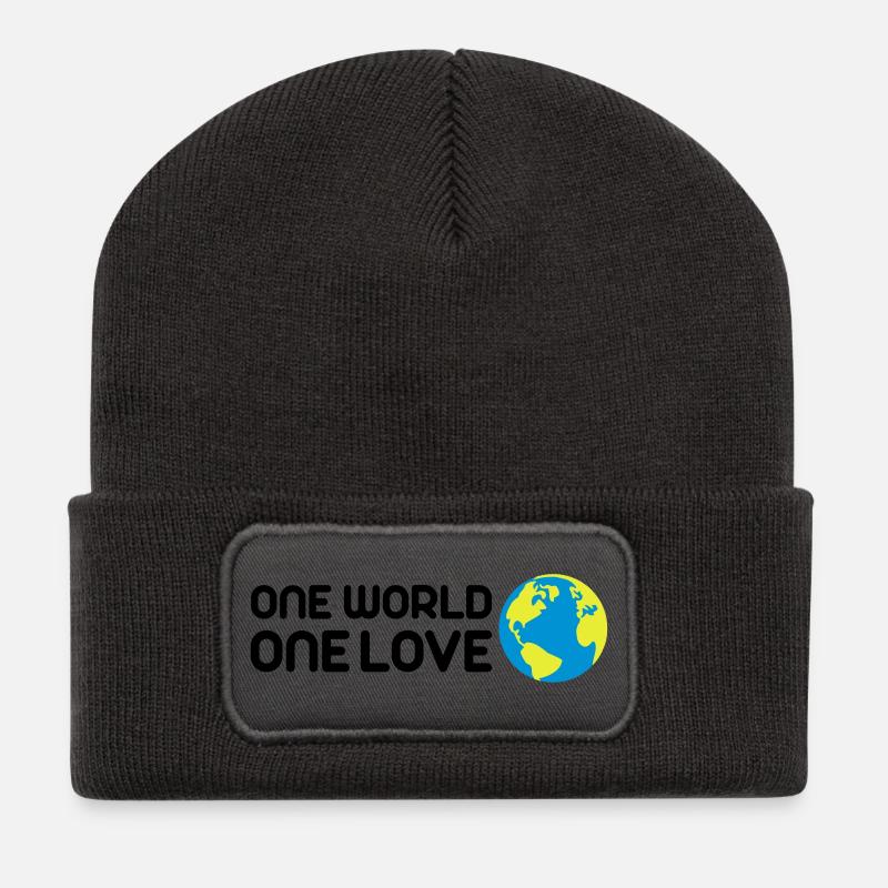 One World One Love - Recycelte Patch Beanie - Dunkelgrau