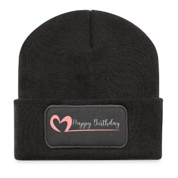 anniversary. HAPPY BIRTHDAY. Happy birthday. - Recycled Patch Beanie - dark grey - Front