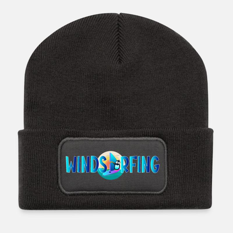 Windsurfing Penguin - Recycelte Patch Beanie - Dunkelgrau