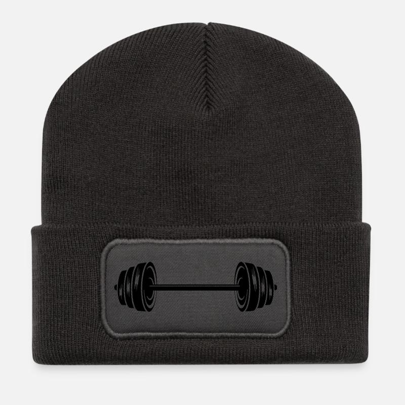 Poids haltères disques haltères haltères - Beanie recyclé à patch - charbon