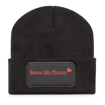BONNE FÊTE MAMAN. MAMAN. FÊTE DES MÈRES. JE T'AIME - Beanie recyclé à patch - charbon - Devant