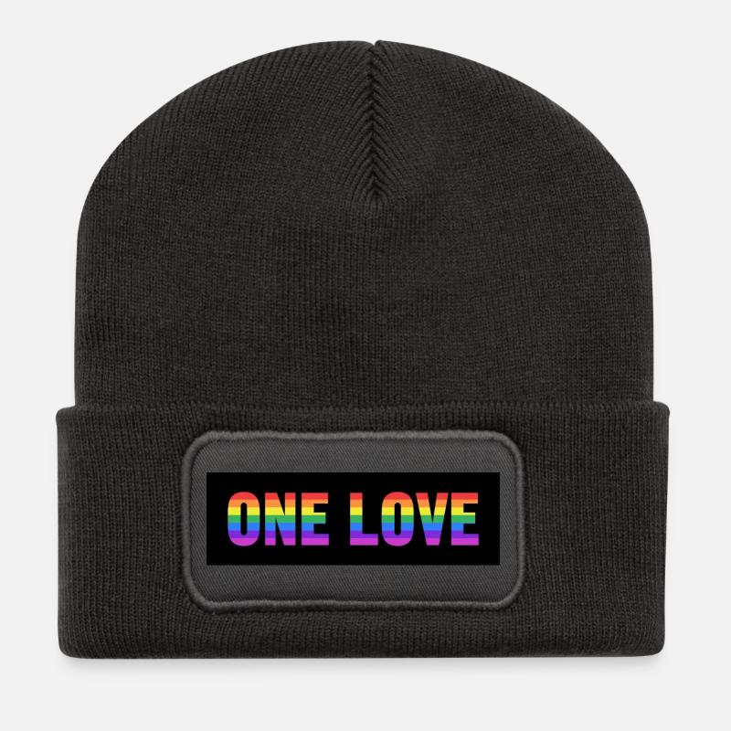 ONE LOVE - Recycelte Patch Beanie - Dunkelgrau
