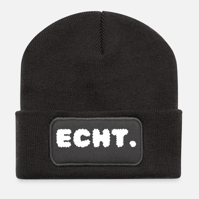 Echt. - Recycelte Patch Beanie - Dunkelgrau