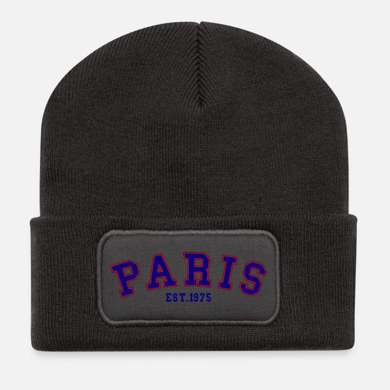 PARIS_EST_1975 - Beanie recyclé à patch - charbon