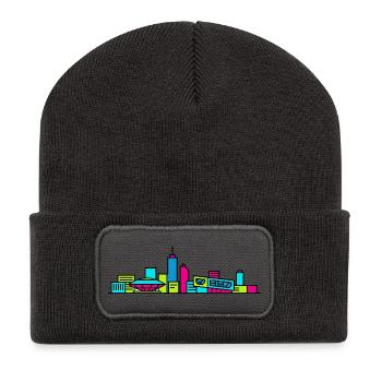 Eindhoven City Skyline Evoluon Modern Line Art - Recycled Patch Beanie - dark grey - Front
