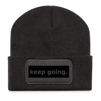 keep going - Recycelte Patch Beanie - Dunkelgrau - Vorne