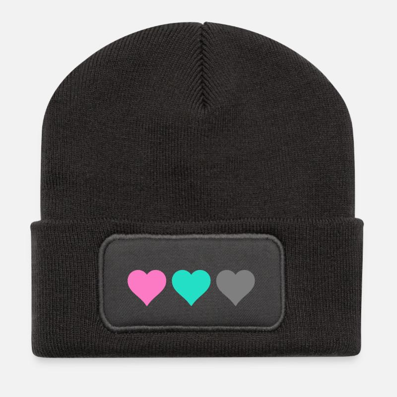 Herz - Recycelte Patch Beanie - Dunkelgrau