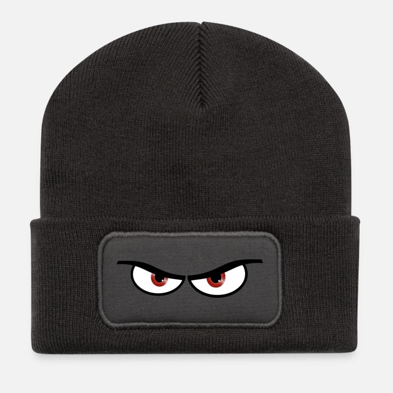 Böse Augen - Geschenk Idee - Recycelte Patch Beanie - Dunkelgrau