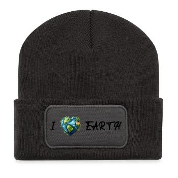 I love the earth - Recycled Patch Beanie - dark grey - Front
