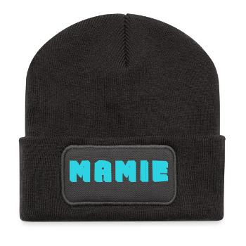 MAMIE. FÊTE DES MÈRES. BONNE FÊTE MAMIE. JE T'AIME - Beanie recyclé à patch - charbon - Devant