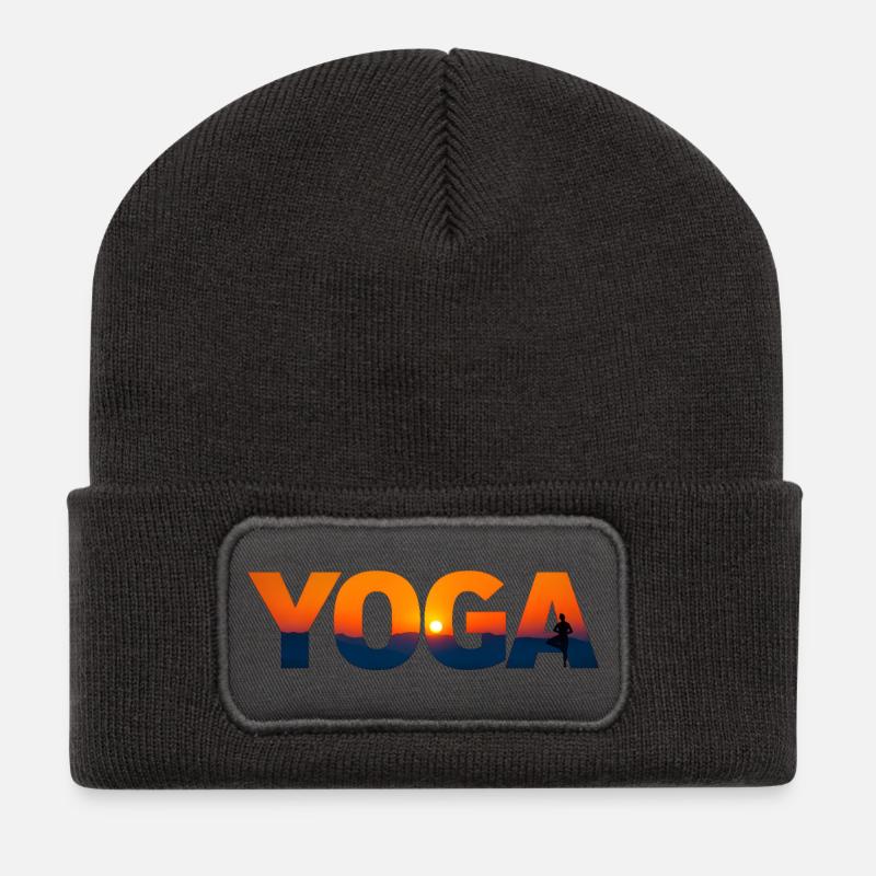 Yoga in der Dämmerung - Recycelte Patch Beanie - Dunkelgrau