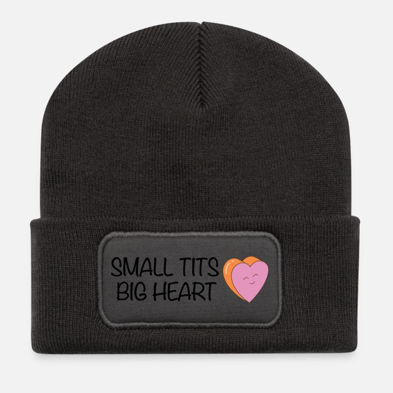 Small T*ts Big Heart - Recycelte Patch Beanie - Dunkelgrau