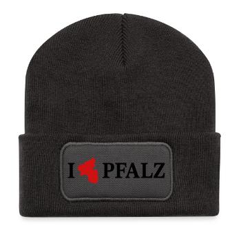 I love Pfalz Rheinland Pfalz - Recycelte Patch Beanie - Dunkelgrau - Vorne