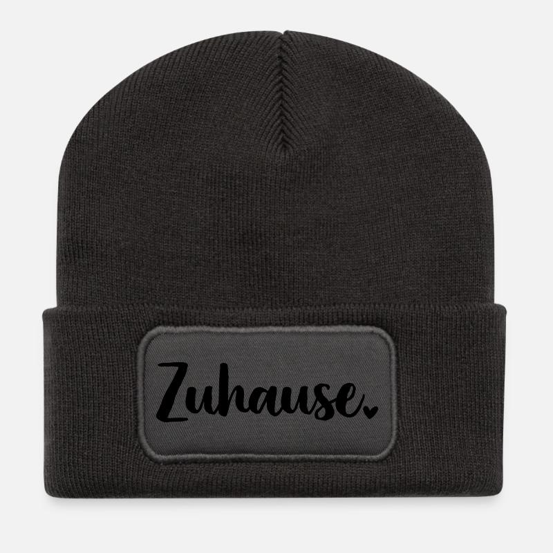 Zuhause Herz - Recycelte Patch Beanie - Dunkelgrau