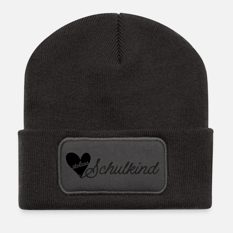 stolzes Schulkind schwarz - Recycelte Patch Beanie - Dunkelgrau