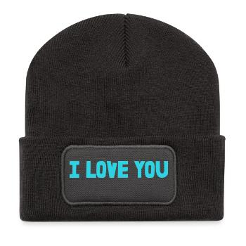 WEIHNACHTEN. JAHR. JAHRESTAG. RUHESTAND. FEST. HERZ. - Recycelte Patch Beanie - Dunkelgrau - Vorne