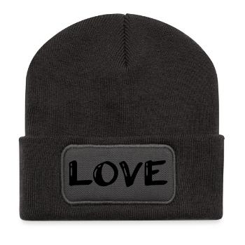 HERZ. PAAR. ICH HABE GERADE GEHEIRATET. Junggesellinnenabschied. VALENTINSTAG. - Recycelte Patch Beanie - Dunkelgrau - Vorne