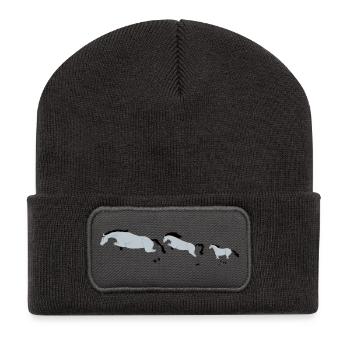 Chevaux en Mouvement Effervescent - Beanie recyclé à patch - charbon - Devant