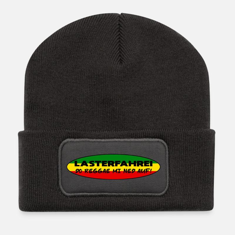 LASTERFAHREI - Do Reggae Mi Ned Auf! REGGAE Oval - Recycelte Patch Beanie - Dunkelgrau