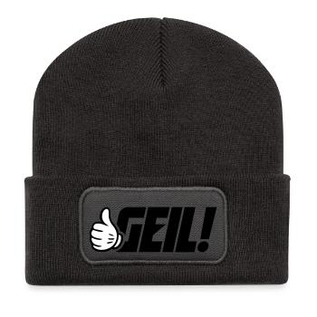 Geil Spruch - Recycelte Patch Beanie - Dunkelgrau - Vorne