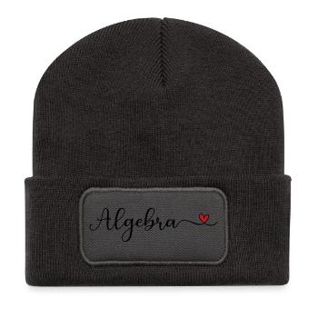 Algebra Schriftzug mit Herz - Recycelte Patch Beanie - Dunkelgrau - Vorne