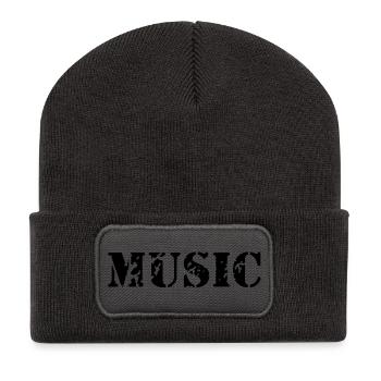 music as a stamp print design - Recycled Patch Beanie - dark grey - Front