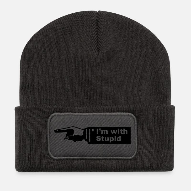 im with stupid - Beanie recyclé à patch - charbon