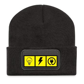 électricien / électricité / energie / bricolage - Beanie recyclé à patch - charbon - Devant