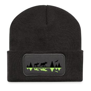 Landschaft - Schweden, Norwegen - Recycelte Patch Beanie - Dunkelgrau - Vorne