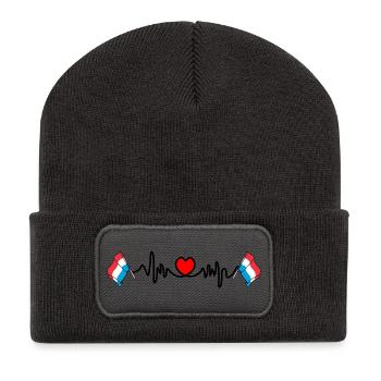 Heart rate cardio for Luxembourg - Recycled Patch Beanie - dark grey - Front