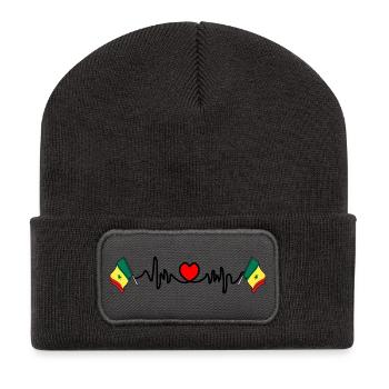 Herzfrequenz-Cardio für Senegal - Recycelte Patch Beanie - Dunkelgrau - Vorne