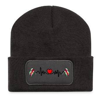 Herzfrequenz-Cardio für Suriname - Recycelte Patch Beanie - Dunkelgrau - Vorne